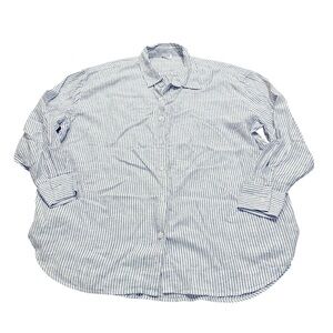 Cotton On Oversized Blue and White Striped Button-Down Shirt